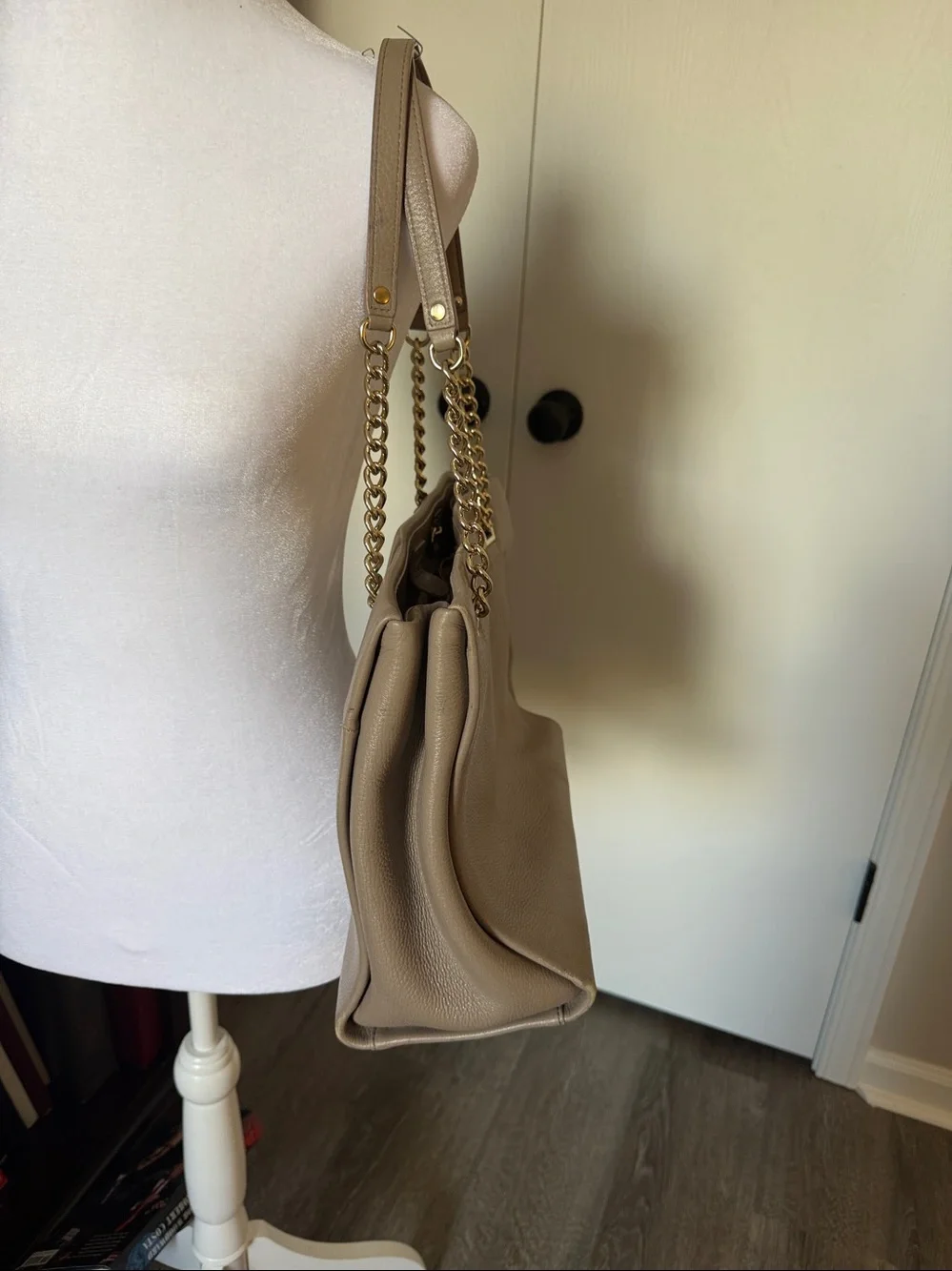 Kate Spade Taupe Leather Chain-Handle Women's Tote. Good condition.